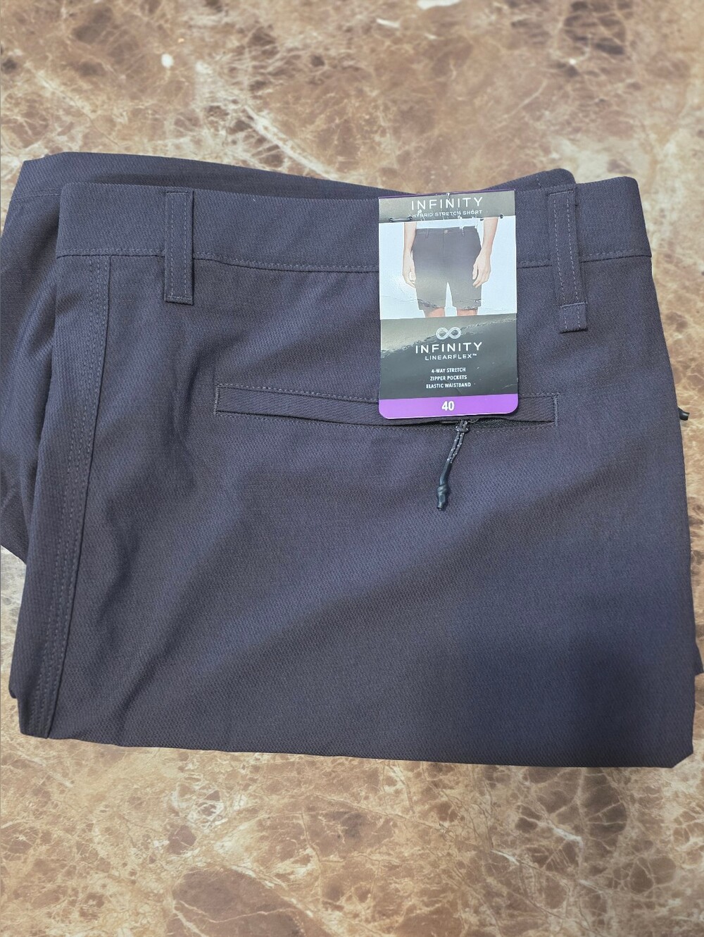 INFINITY Men’s Black Flat Front Stretch Shorts
